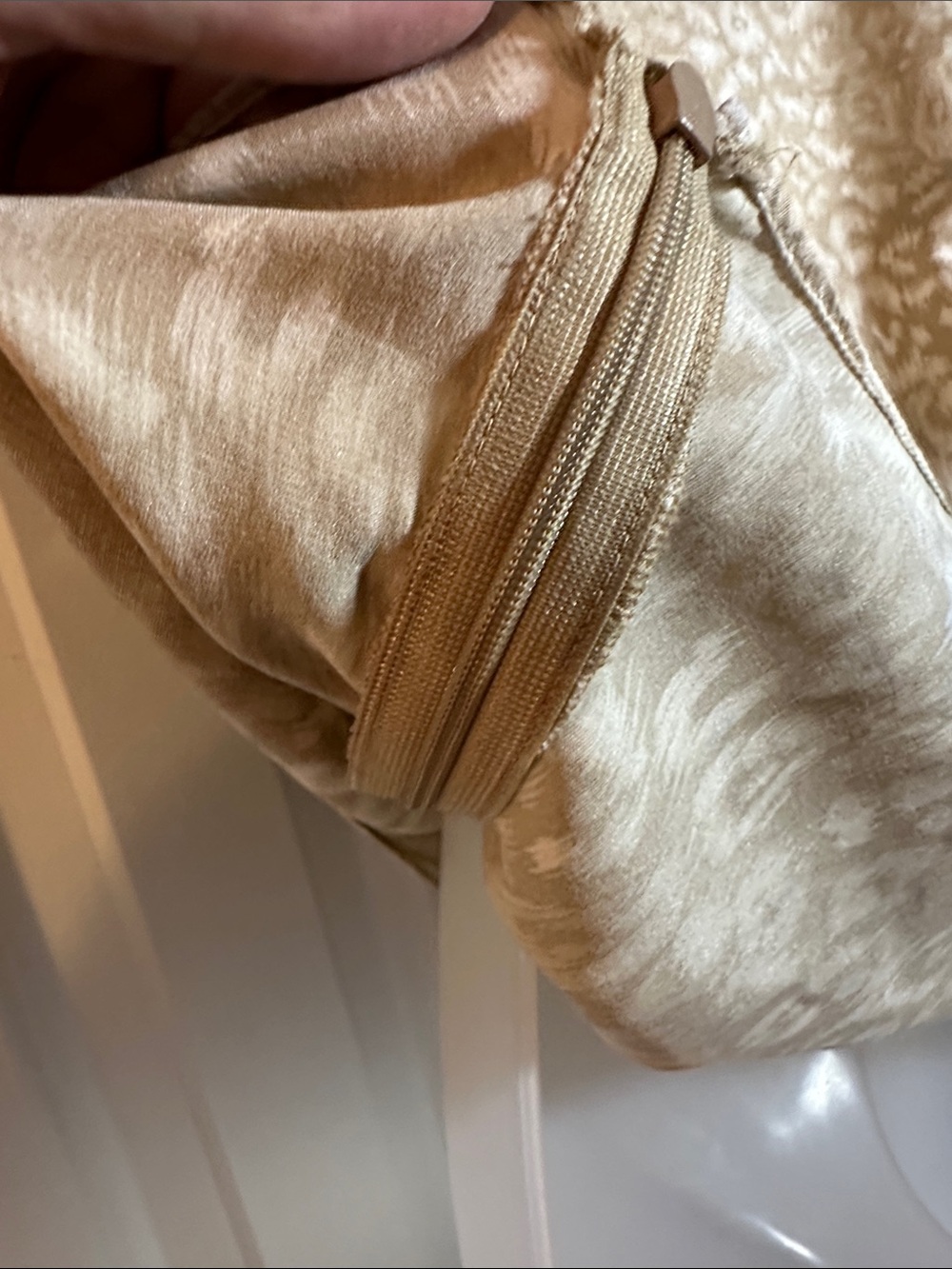 Ann Taylor Silk Beige Tie-Neck Cap Sleeve Blouse - Picture 8 of 9